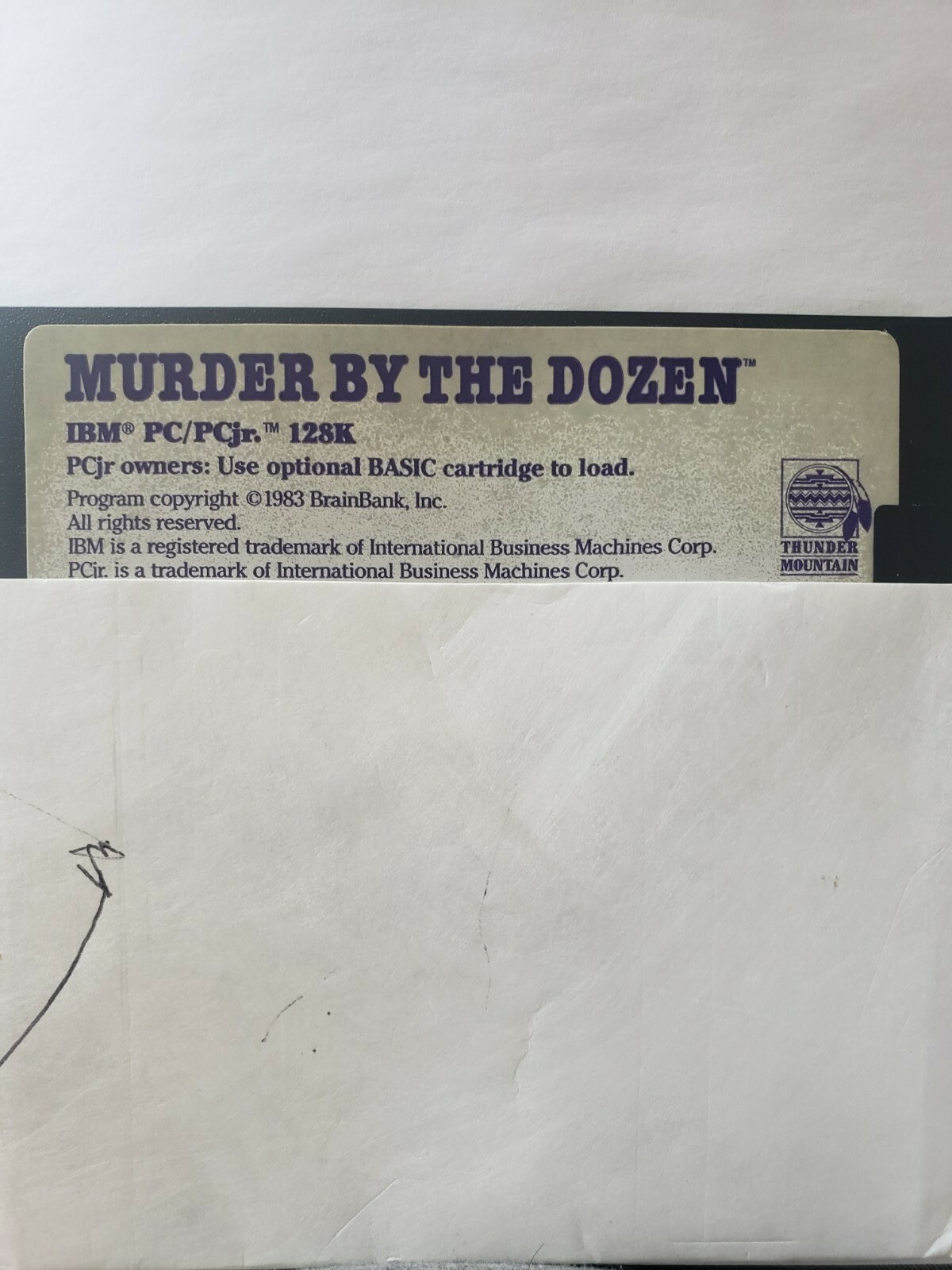 Murder by the Dozen, IBM, Jr, Game on 5.25 Floppy disk. Thunder Mountain