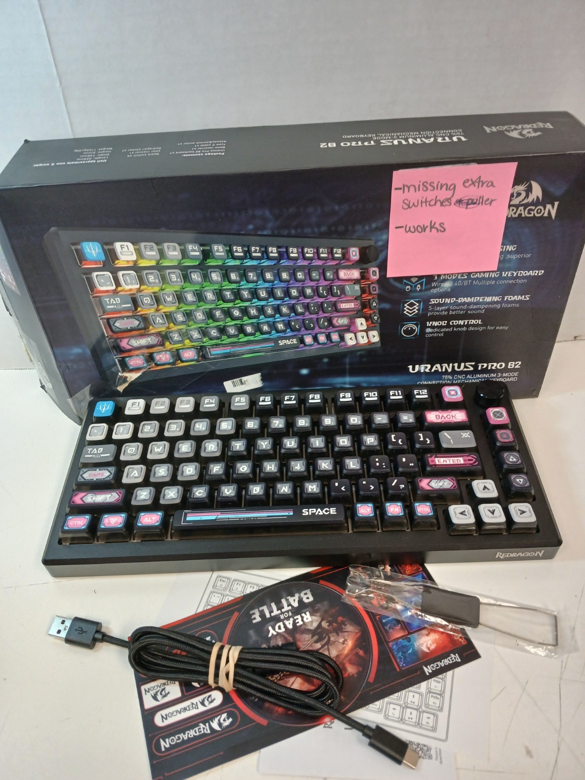 Redragon Uranus Pro 82 75% CNC RGB Tri-Mode Mechanical Keyboard (#1)