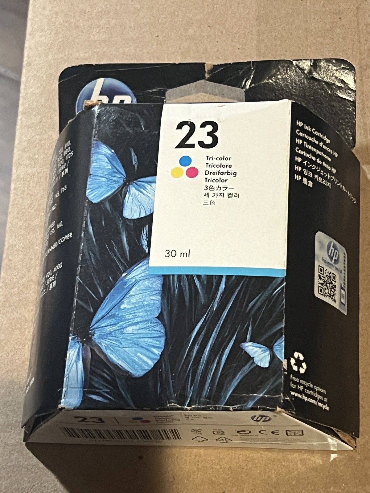HP 23 Tri-Color Ink Cartridge C1823D New in Box, Exp. AUG 2016 Sealed