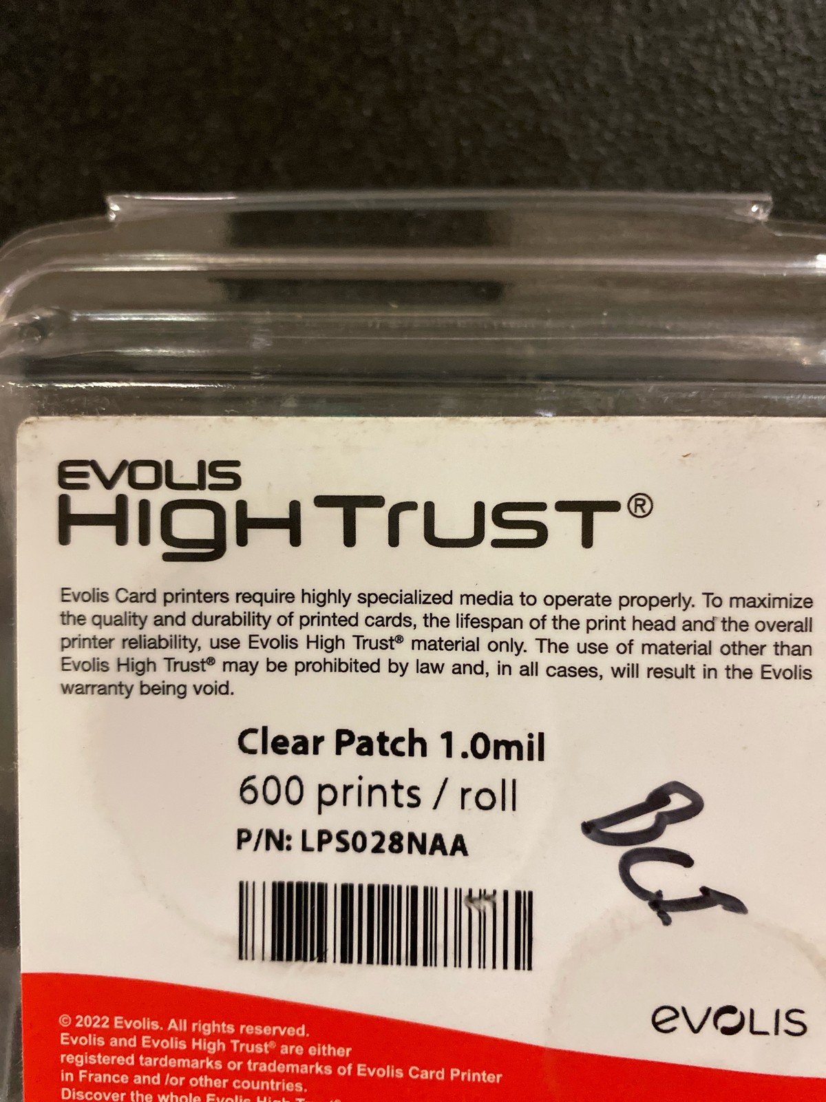 Evolis LPS028NAA Clear Patch 1.0 Mil Laminate