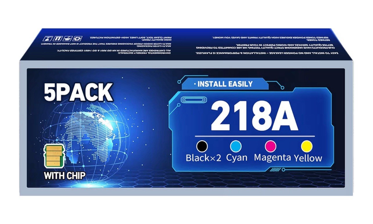 With chip 5 Pack 218A Toner Cartridges Replacement for HP 218X (New In Box)