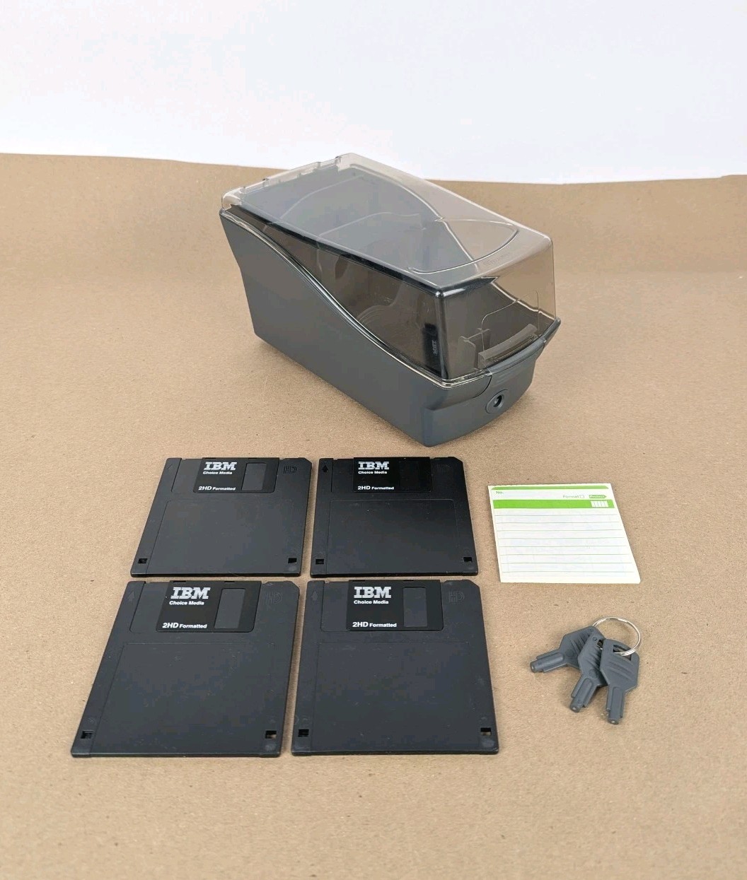 Vtg Fellowes 3.5" Disk File Storage Case Holds 50 Floppy 25 Zip Lock & Keys Set