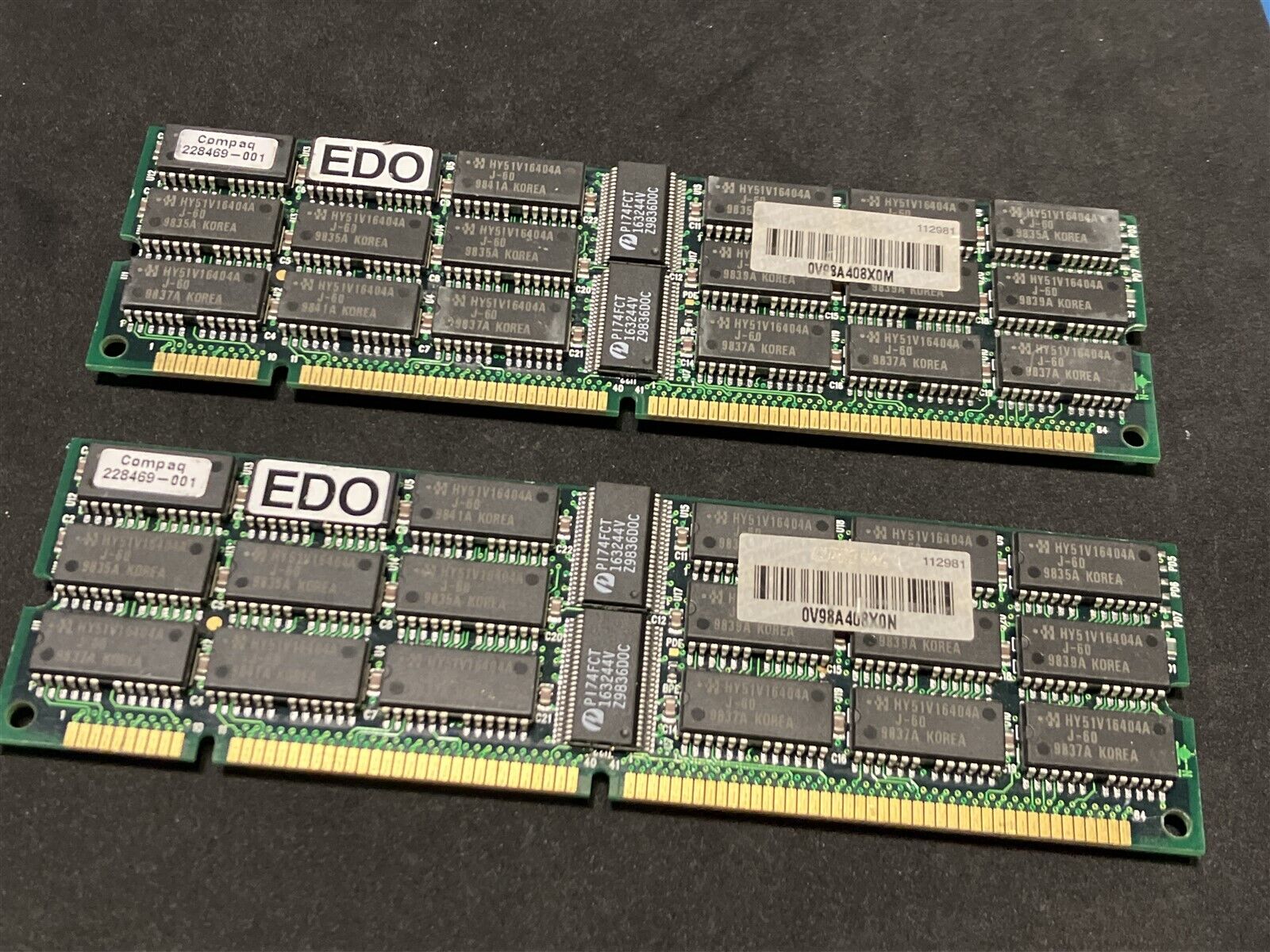 2x 64MB Compaq RAM DIMM 168-Pin EDO ECC Fully Buffered 228469-001 Memory 4K 3.3V