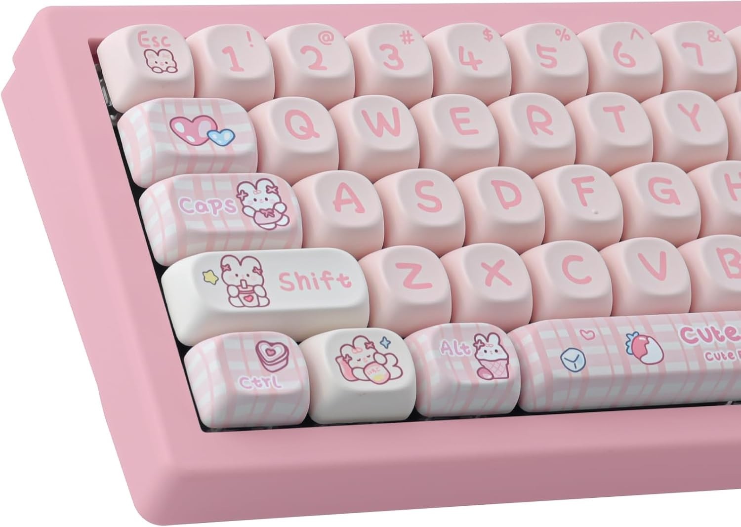 PBT 148 Keys Cute Keycaps Dye-Sublimation Bunny Keycaps Set MOA Profile for C...