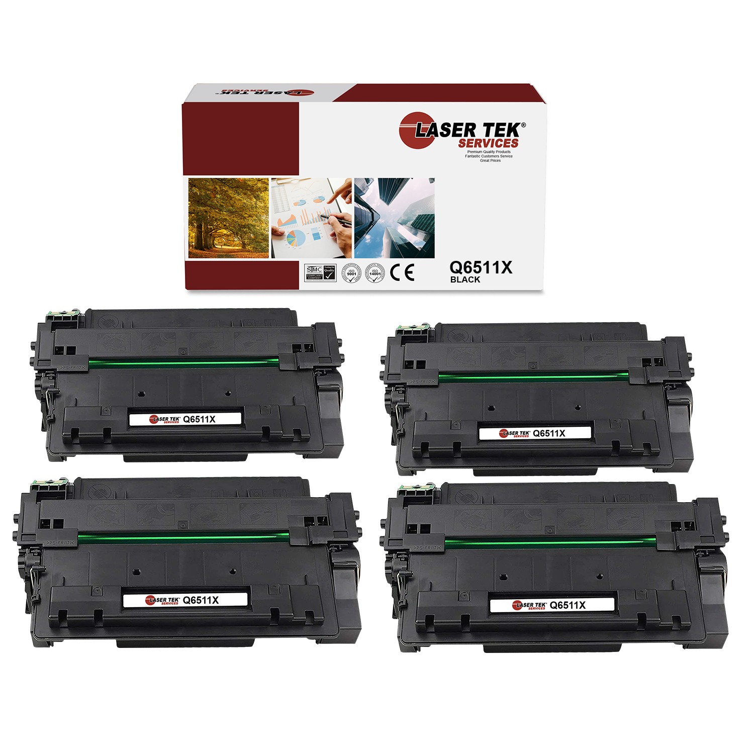 4Pk LTS 11X Q6511X Black HY Compatible for HP LaserJet 2420 2420d 2420dn Toner