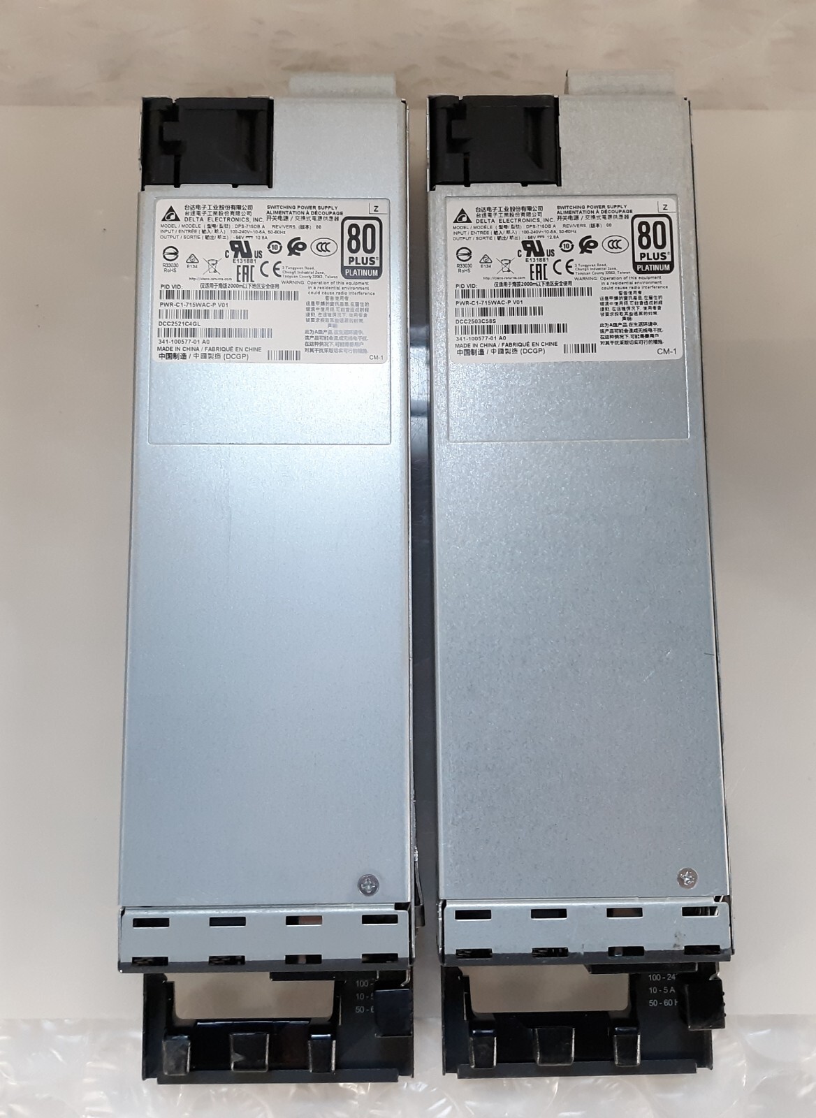 Pair of Cisco PWR-C1-715WAC-P DPS-715DB A 80Plus Platinum Power Supply