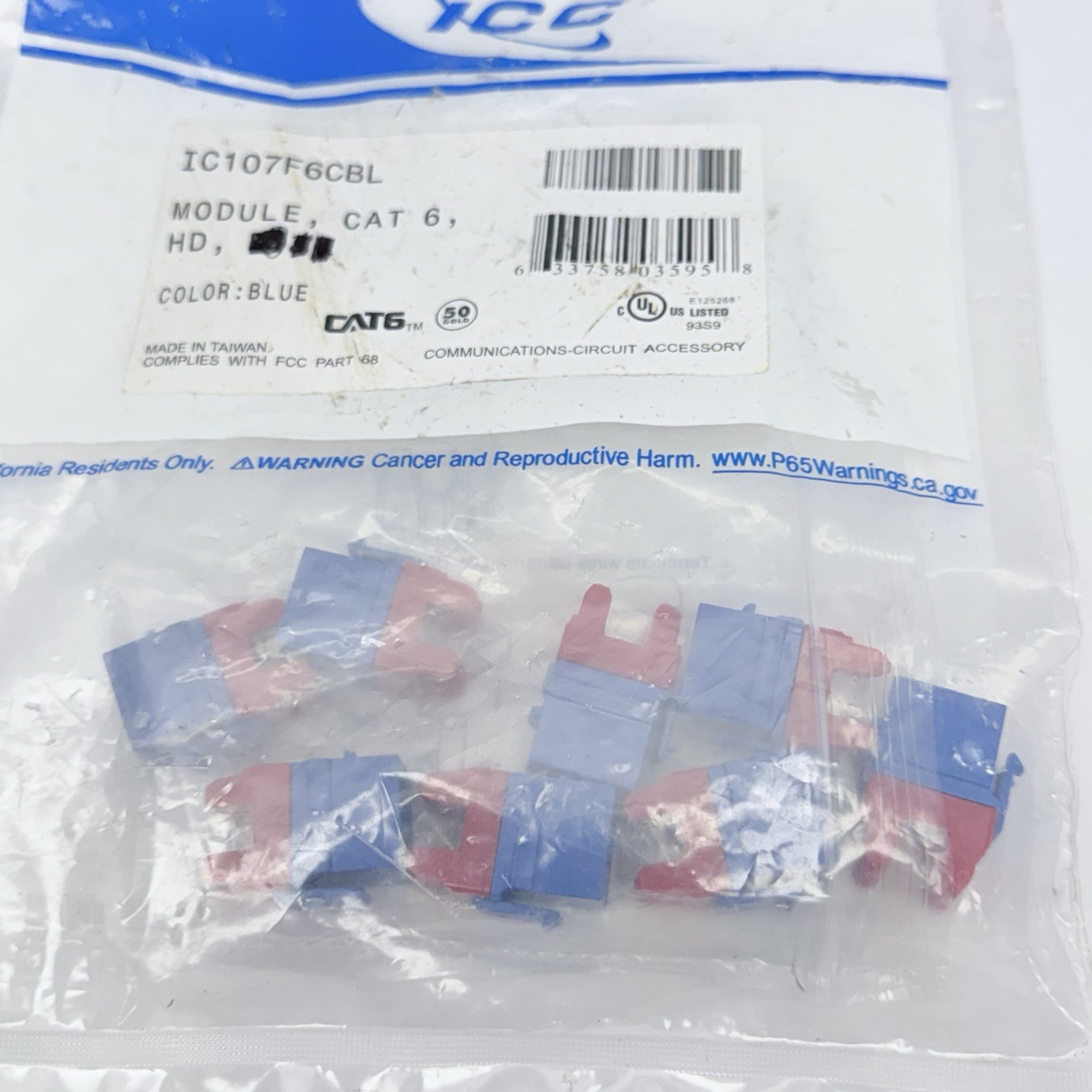 (8PACK) ICC - IC107F6CBL MODULE CAT6 HD BLUE