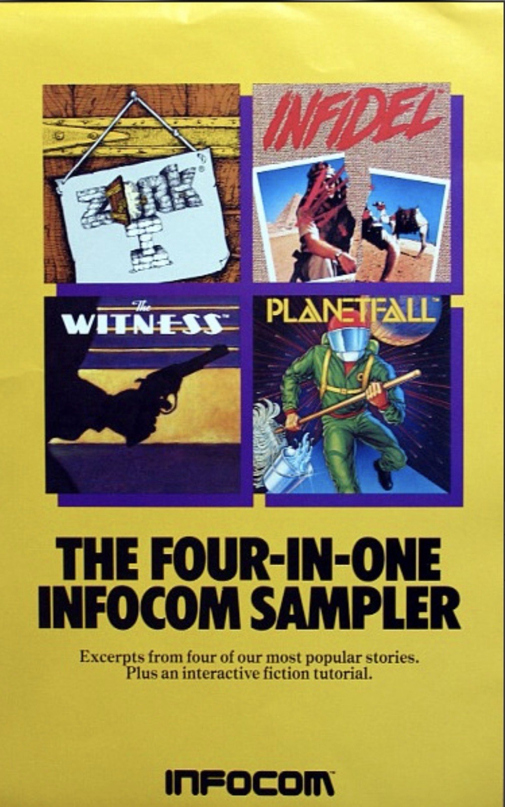 The Four-In-One Infocom PC Video Game Sampler Zork Infidel Planetfall C64 Atari