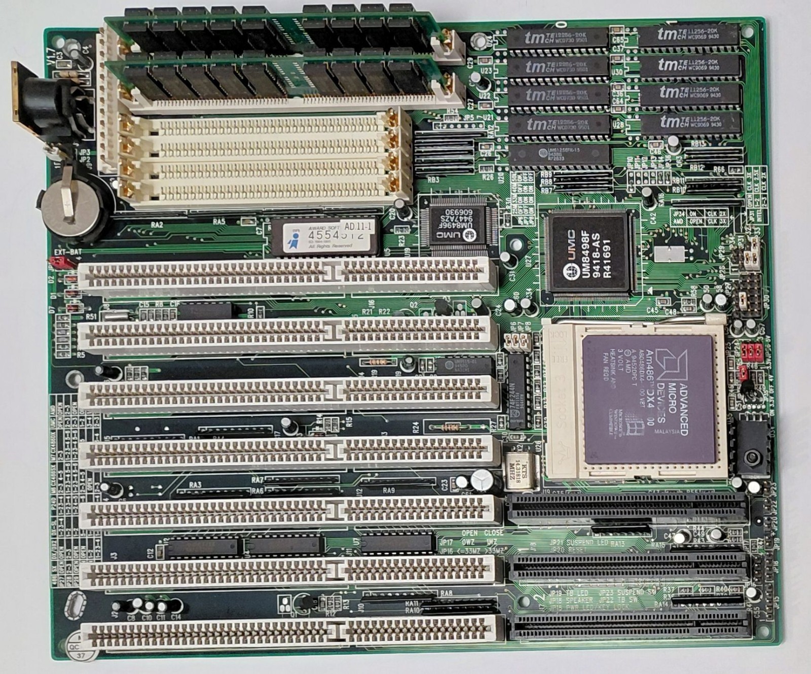 PCChips M912 80486 ISA VLB Retro Motherboard + AMD 80486DX4 100MHz + 16MB RAM