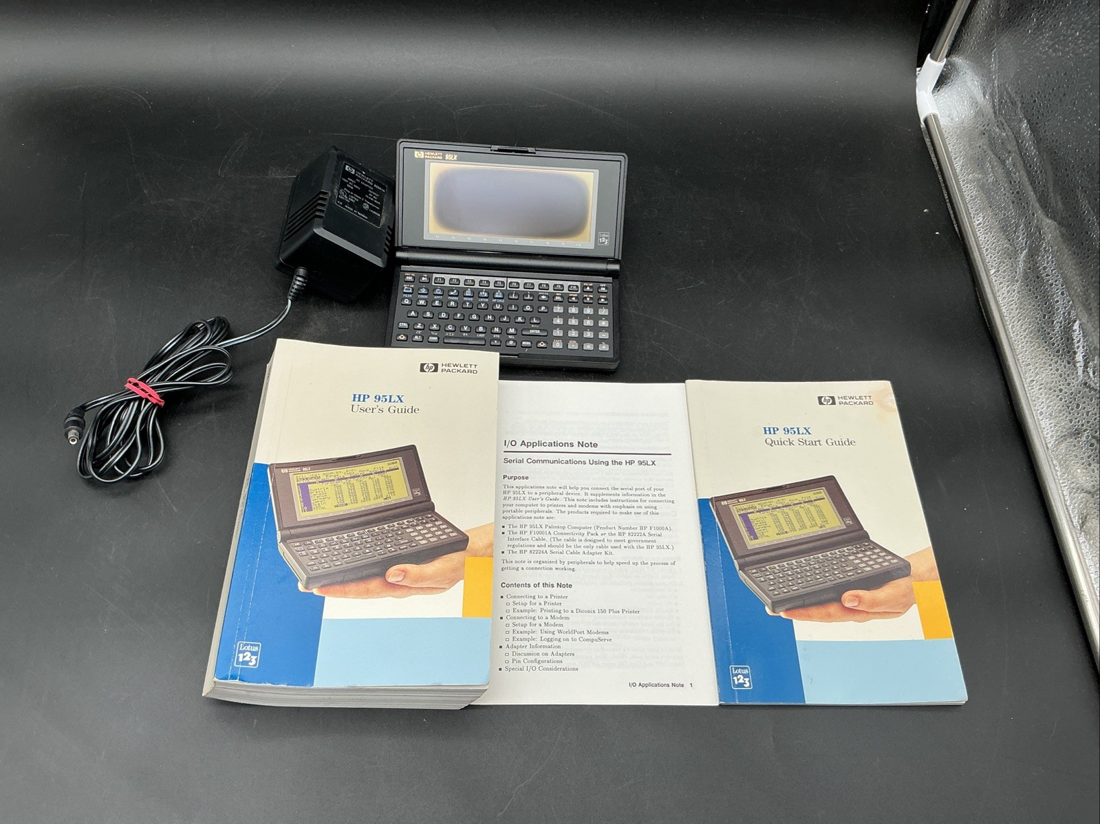 HP 95LX Palmtop PC Handheld Computer With AC Adapter Manuals Tested Working