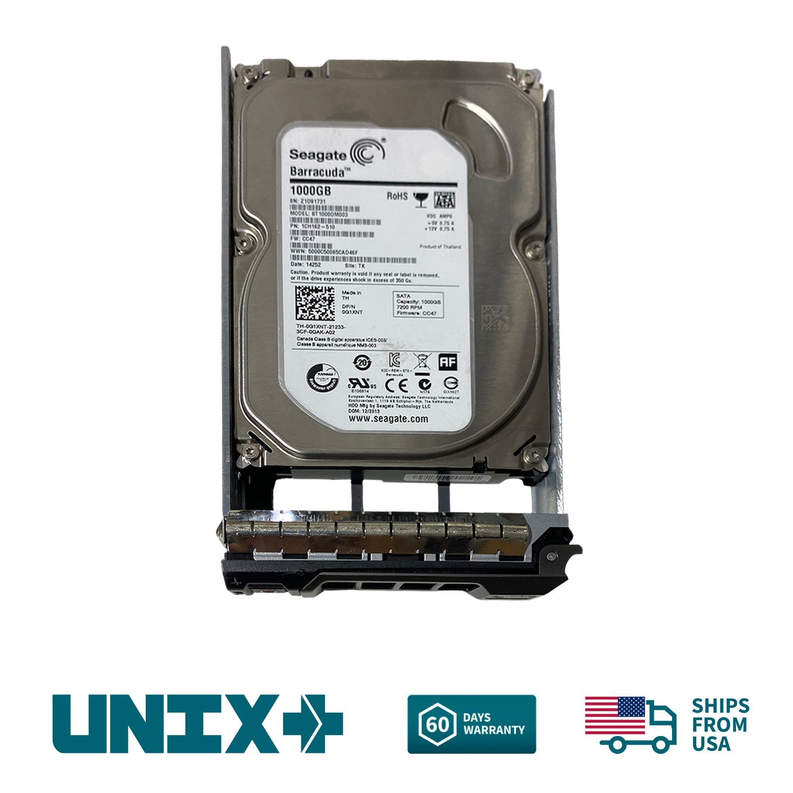 Dell G1XNT 1TB SATA 3.5" 7.2K RPM 6Gbps Server Hard Drive for Dell R720 R730XD
