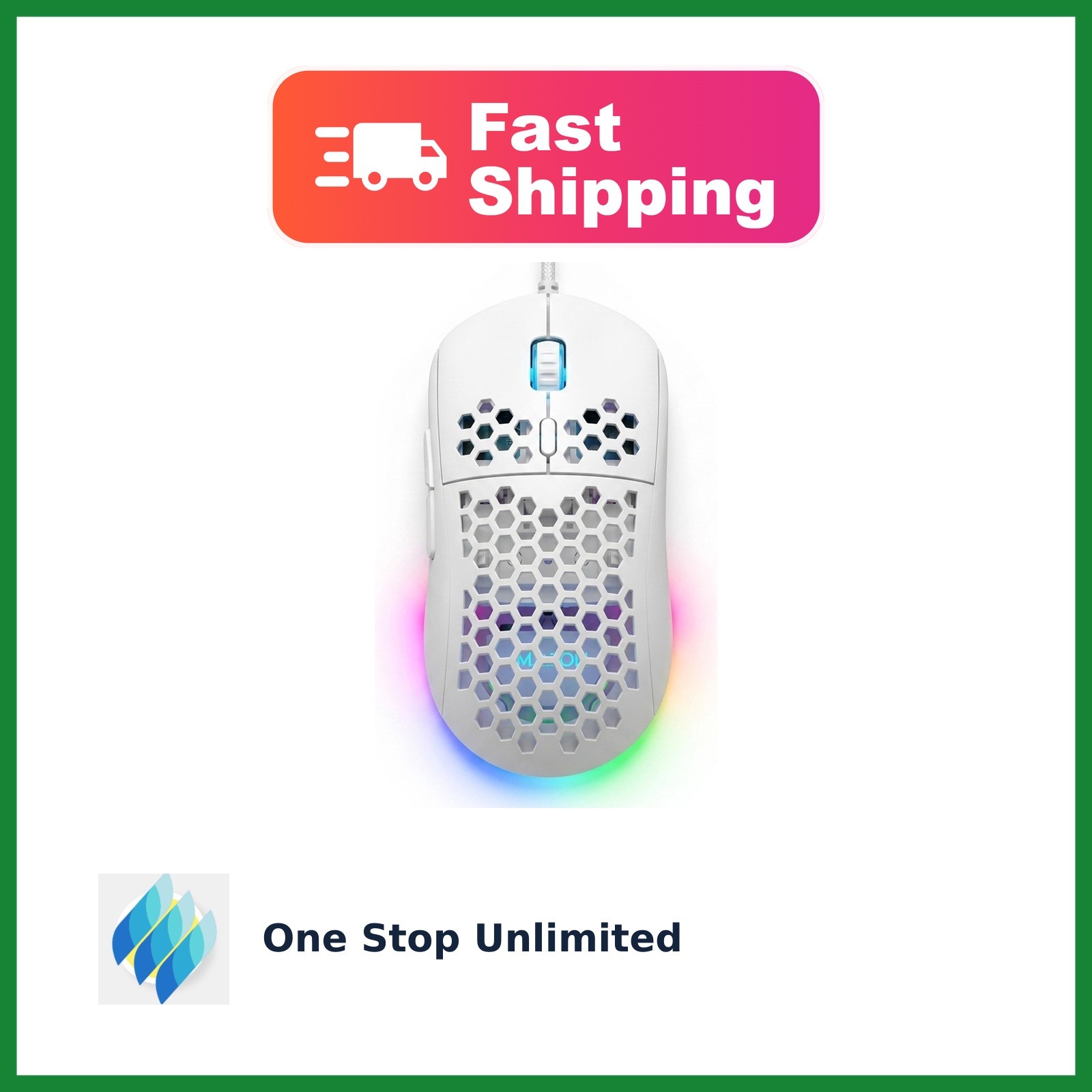 MR.FOX M1 Honeycomb Gaming Mouse Wired, 75g Lightweight, White | 12,800 DPI, ...