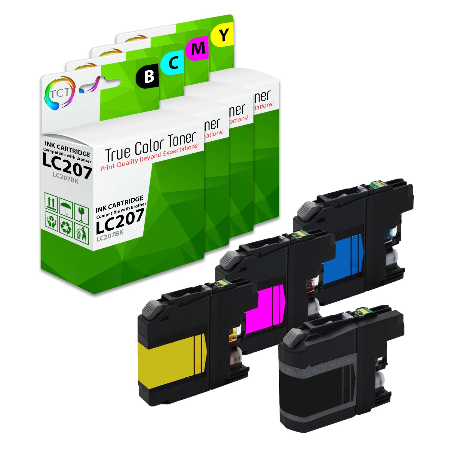 4Pk TCT LC207 LC205 High Yield For Brother MFC-J4320DW J4420D J4620DW Comp Ink