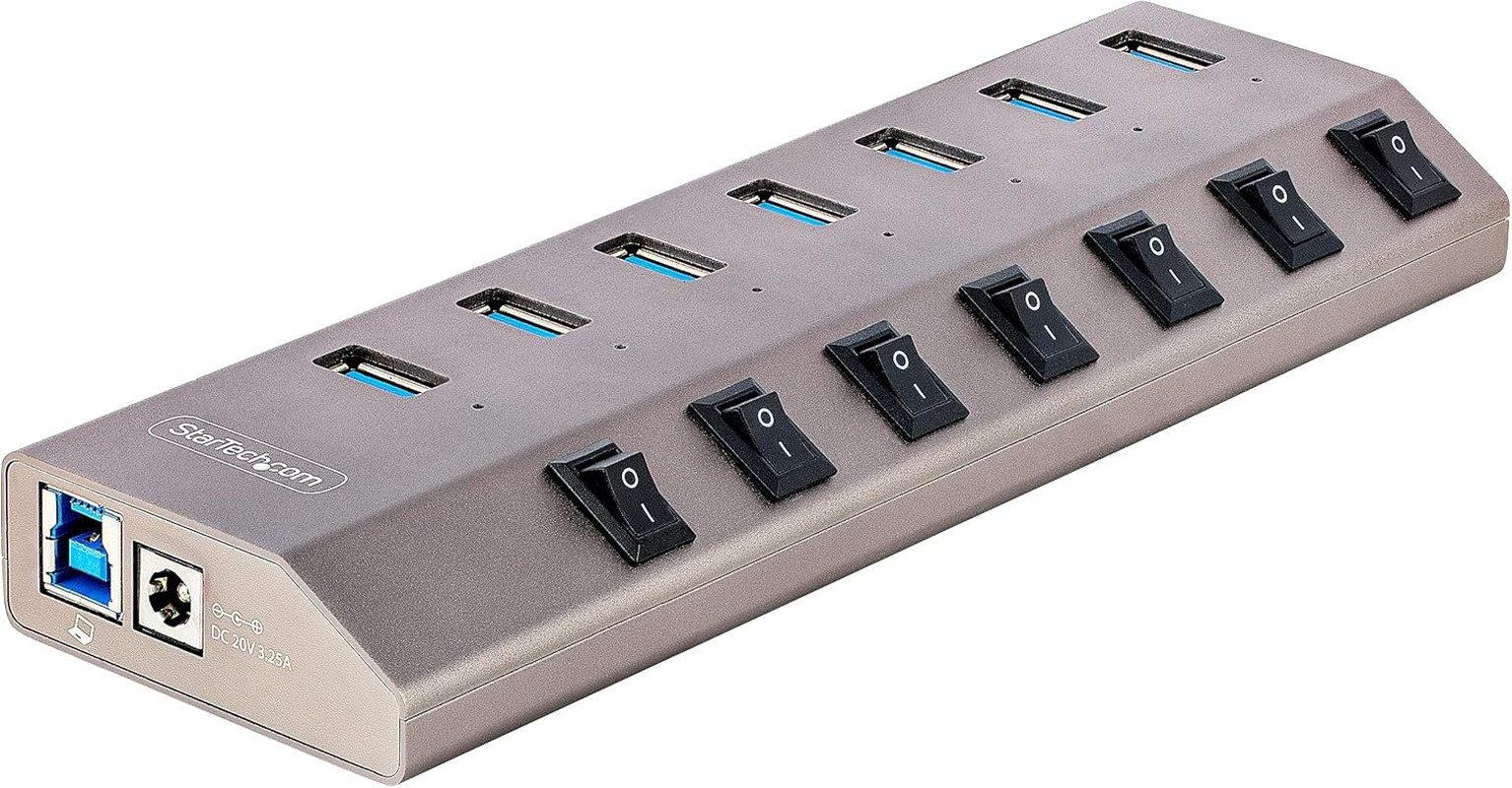 Startech 7 Port Self-Powered USB C Hub with Individual On/Off Switches, USB 3.0