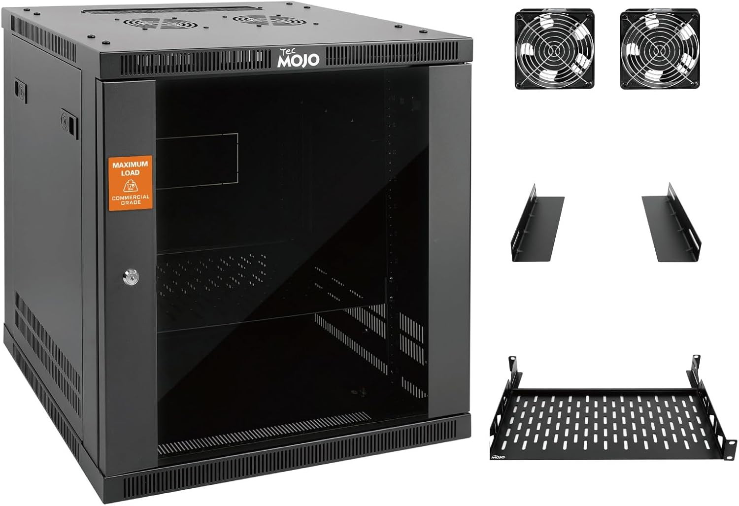 12U Wall Mount Rack Cabinet, Heavy-Duty 176 Lbs High Load Capacity, 19” Enclosed