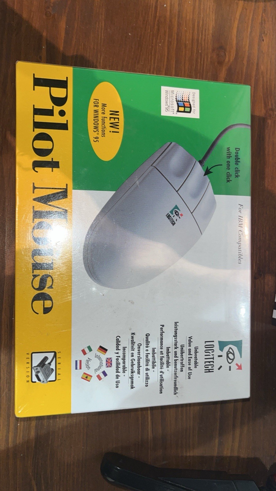 Logitech Pilot Mouse Serial RS232 NEW SEALED Vintage 1990s Retro PC Windows 95