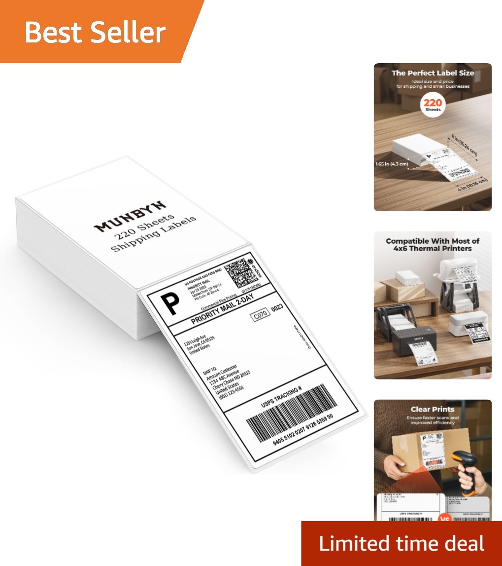 High-Quality 4x6 Thermal Labels - 220 Pack for Seamless Shipping & Organization