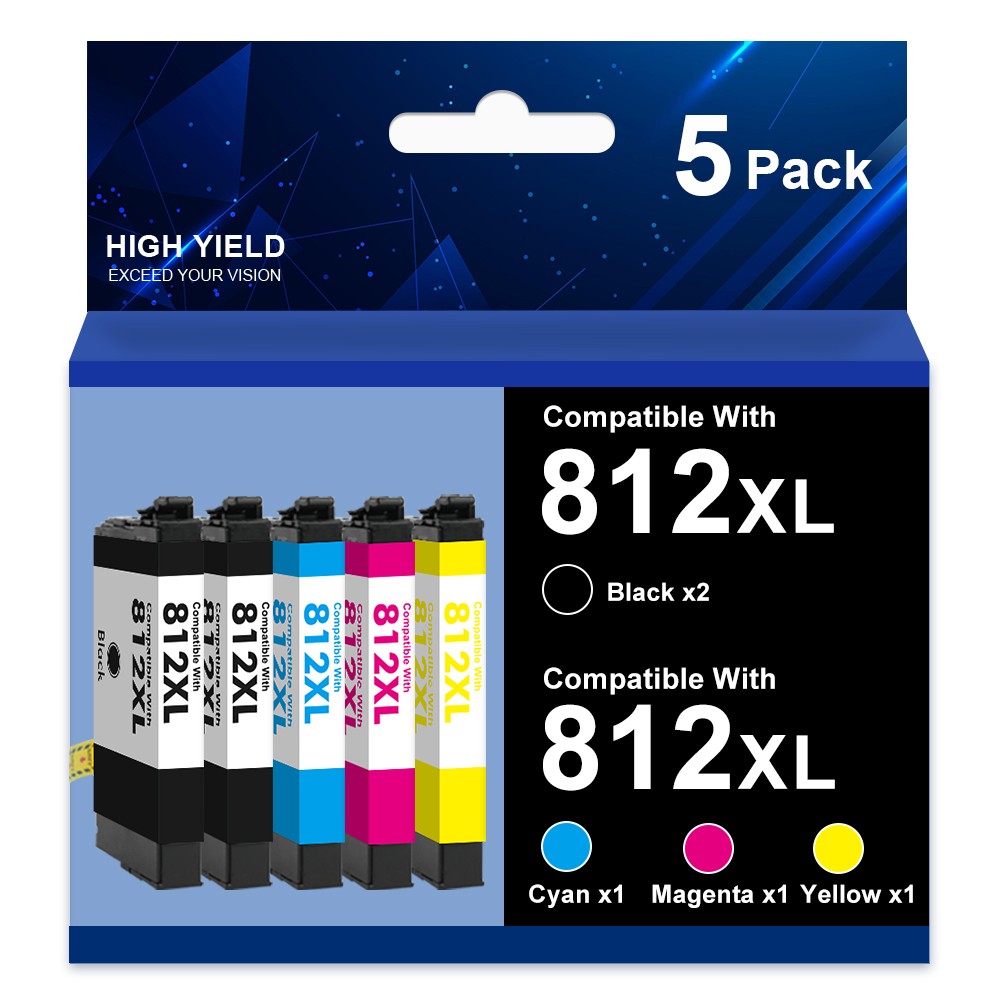 5PK 812XL Ink Cartridges For Epson WorkForce WF-7840 WF-7310 EC-C7000 WF-7820