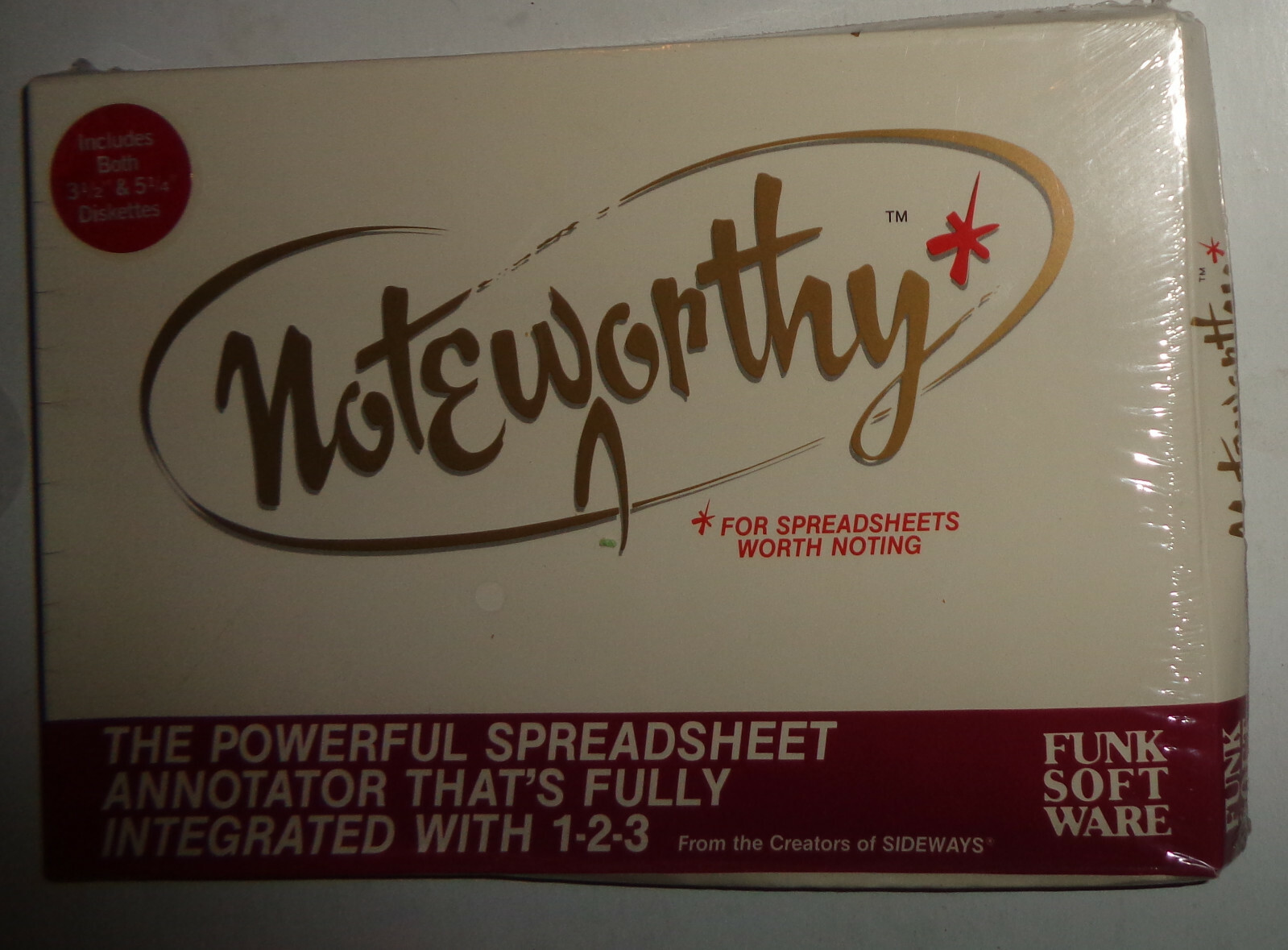 NOTEWORTHY (for spreadsheets worth noting) by Funk Software 1987 - MINT, NEW 