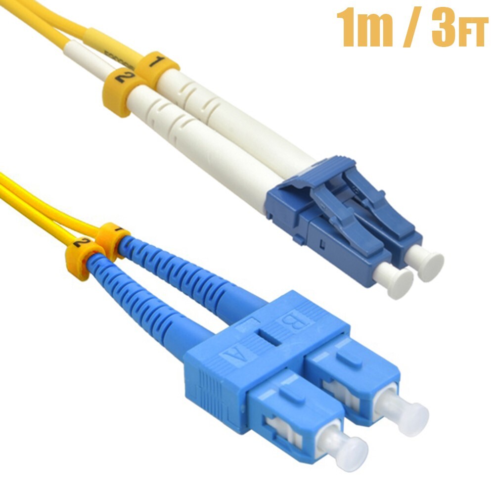 1M 3FT LC to SC Duplex Single Mode 9/125 Fiber Optic Optical Patch Cable Cord