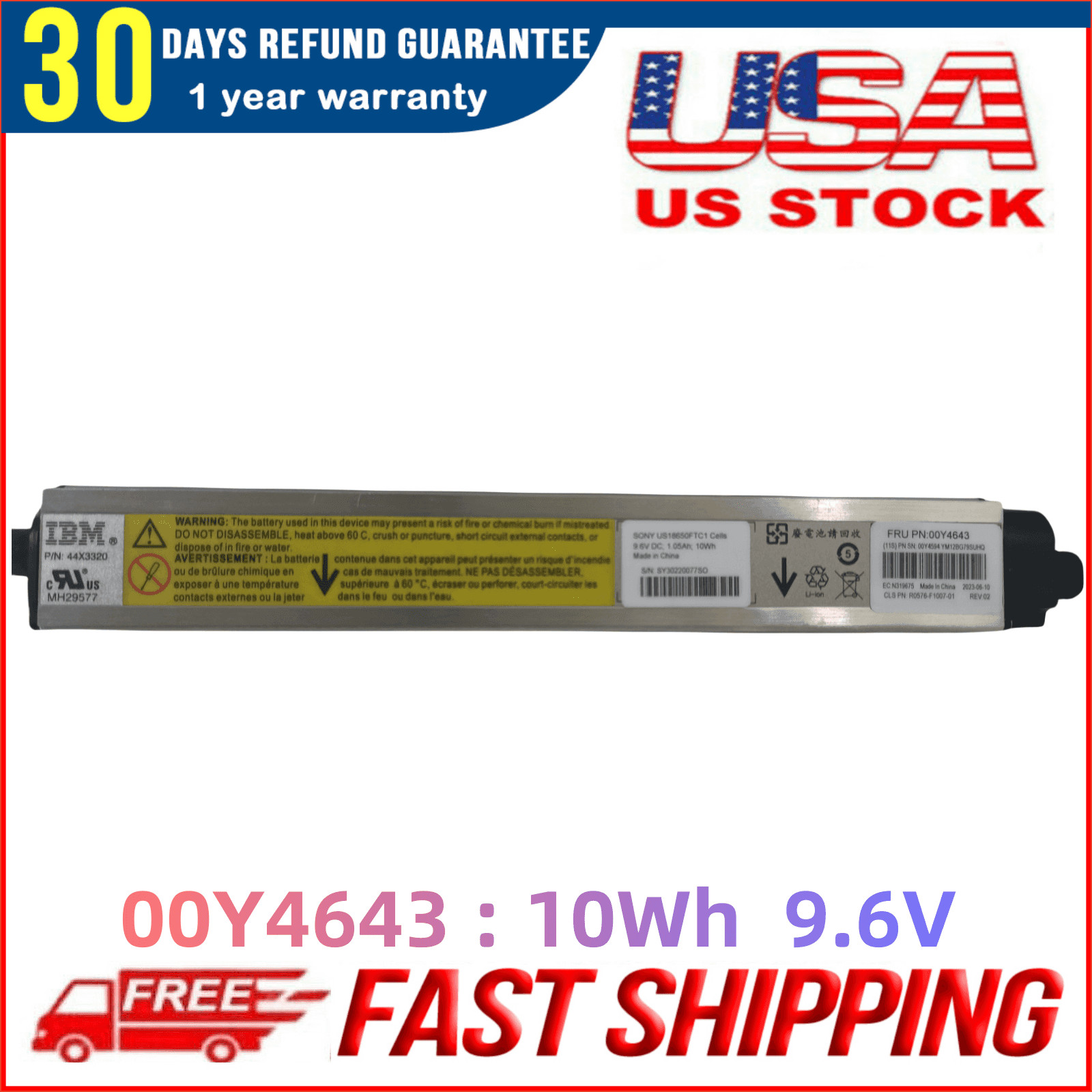 New Genuine 00Y4643 90Y7689 44X3320 V3700 V3500 battery for IBM F/S 2024 date