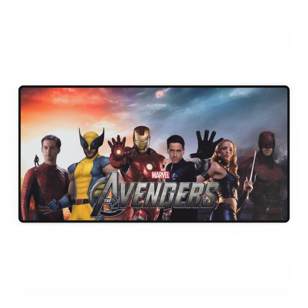 Marvel Multiverse Heroes Ensemble Avengers Logo Cinematic Art Mouse Pad Desk Mat