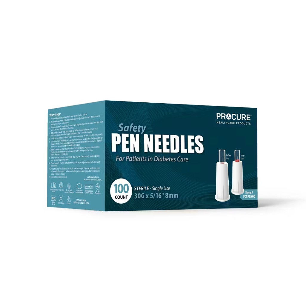 PICK FROM ~ PROCURE Safety Pen Tips, 30G x 3/16’’ 5mm OR 5/16" 8mm (100pcs) NEW