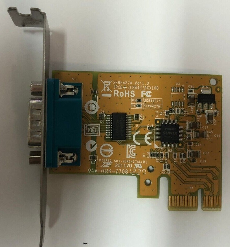 Dell Sunix DB9 Serial Port RS-232 PCIe Interface Card 0NT0HM 039G9N Low Profile 