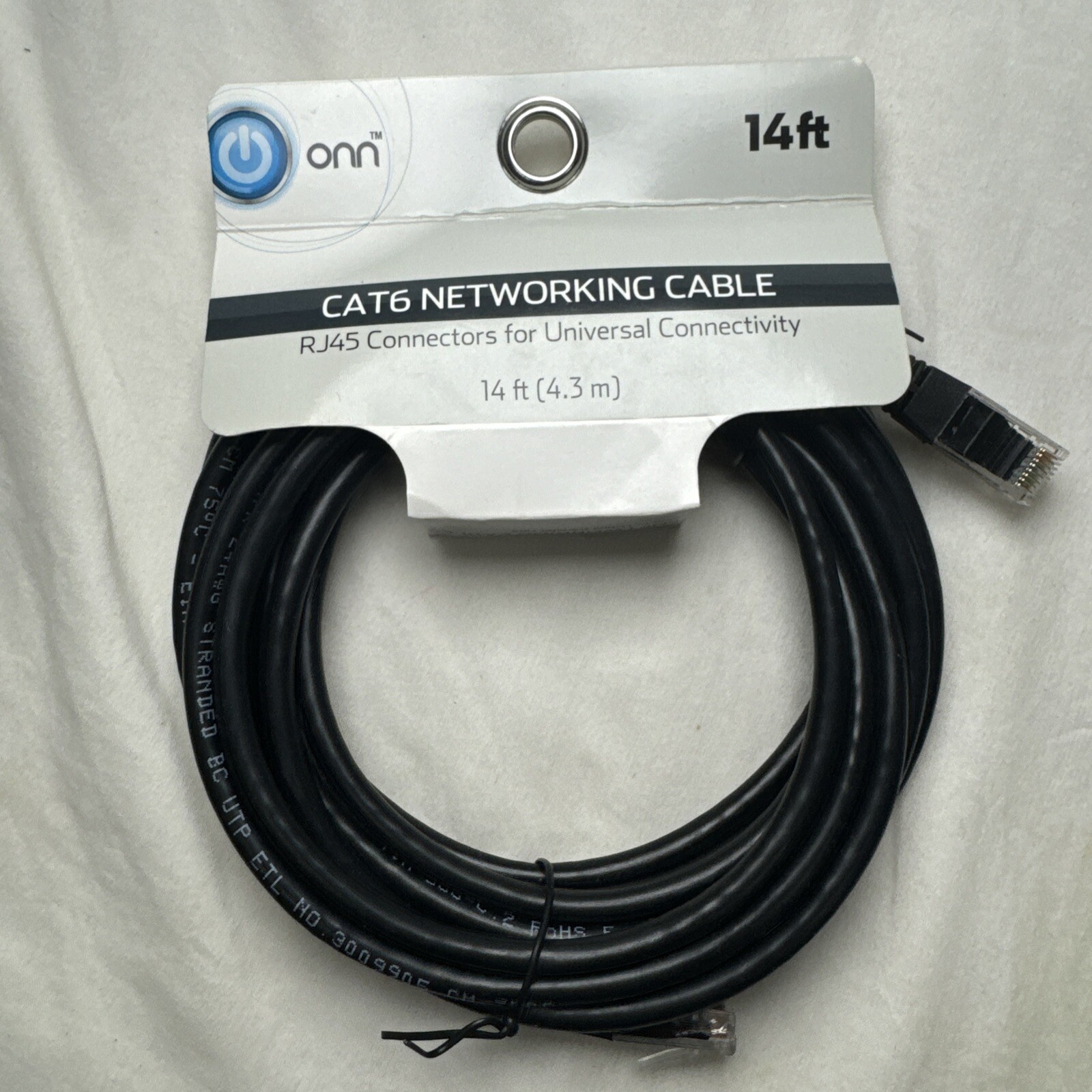 ONN CAT6 Networking Cable RJ45 Connectors for Universal Connectivity- 14’