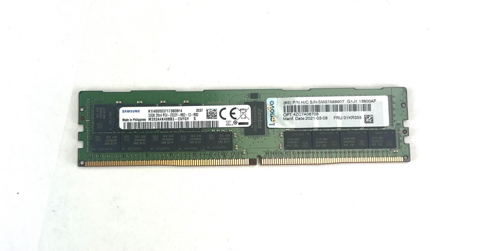 Samsung 32GB DDR4 PC4-2933Y 2Rx4 ECC REG DIMM M393A4K40BB3-CVF SERVER MEM