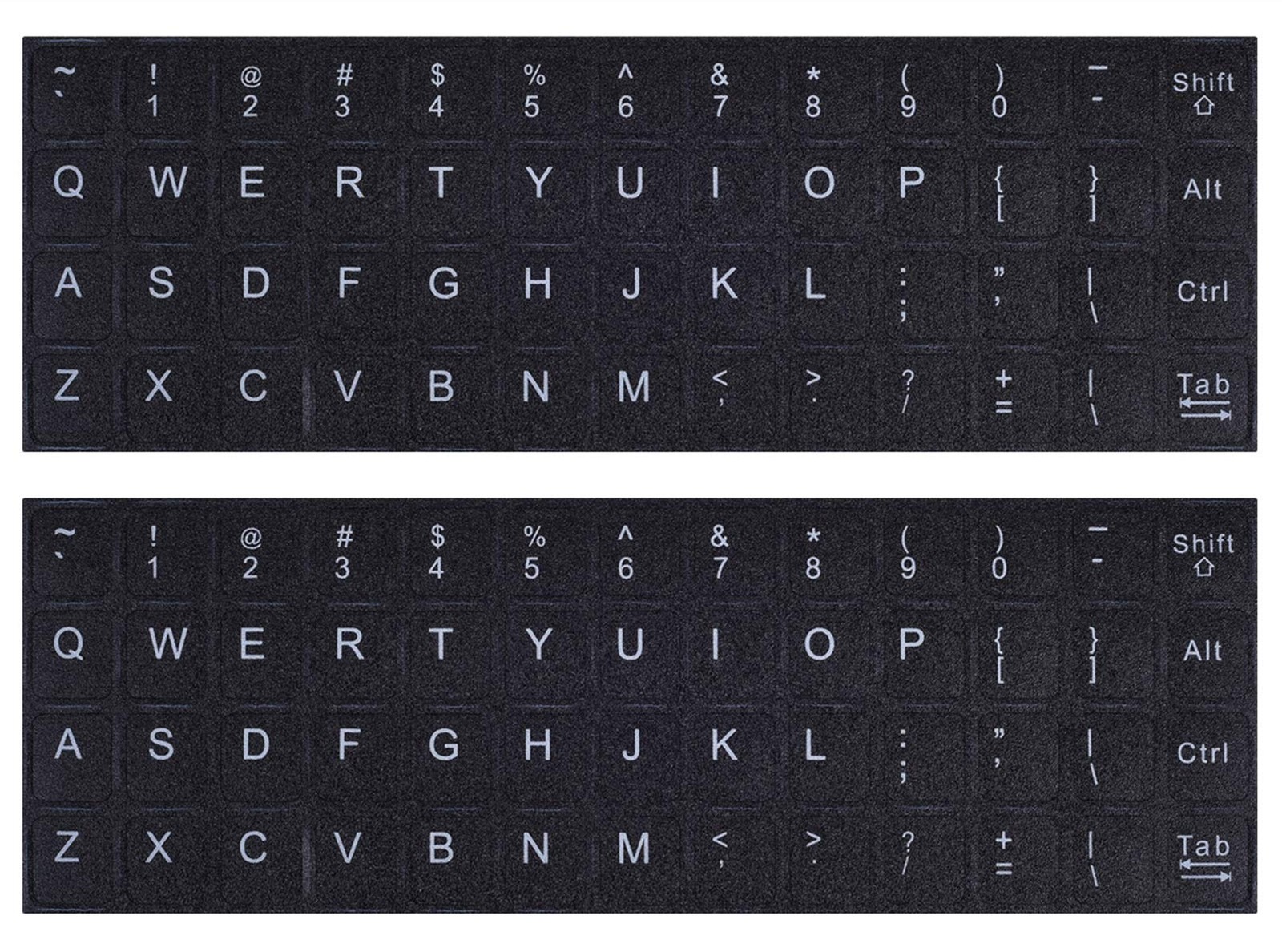 English Keyboard Stickers, 2 Pack Replacement Black with White Font,