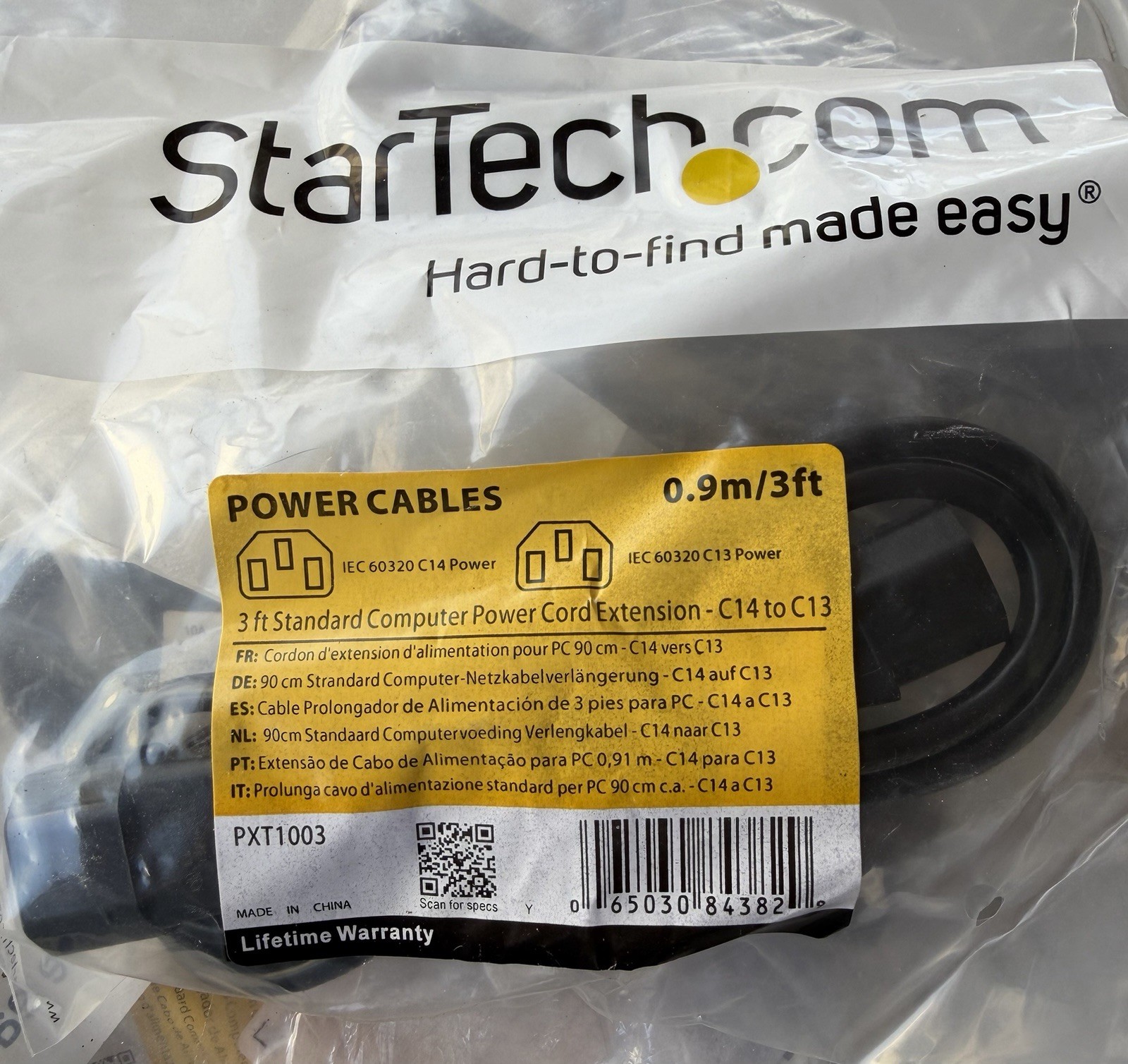 StarTech.com Model PXT1003 3 ft. Standard Computer Extension Power Cord -C14