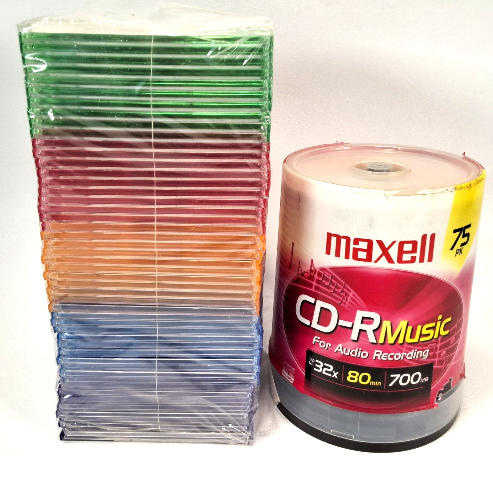 Maxell CD-R Music 75 Pack New 32x 80 Min. 700 MB Made In Japan + Slimcases