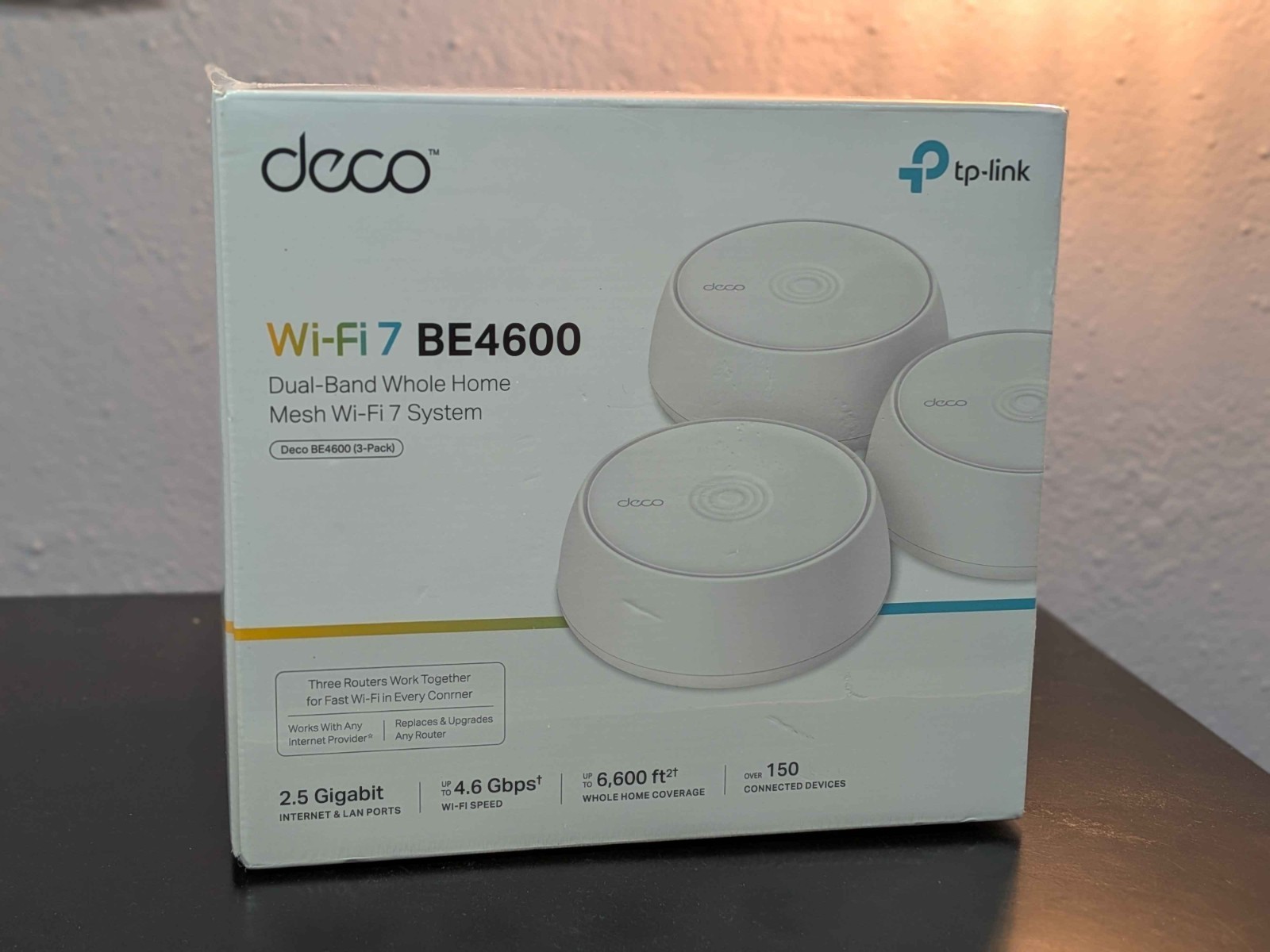 TP-LINK Deco BE4600 Wi-Fi 7 Dual-Band Mesh Router System 3-Pack White