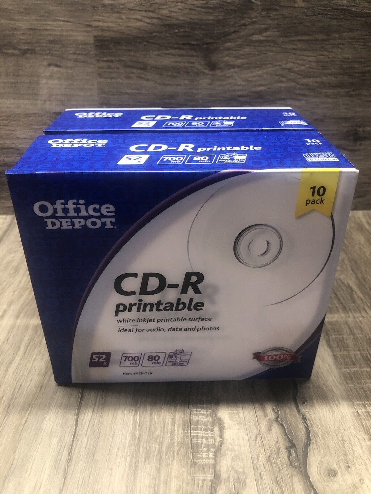 Office Depot 2X 10 Pack CD-R Printable, 700 mb, 80 min, 52x. Music Data Photos