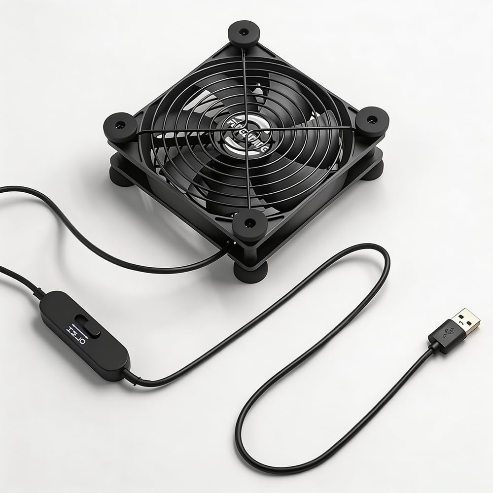 120mm USB Computer Cooling Fan, 5V/12V, 3-Speed, 18dB Quiet, for PC Router