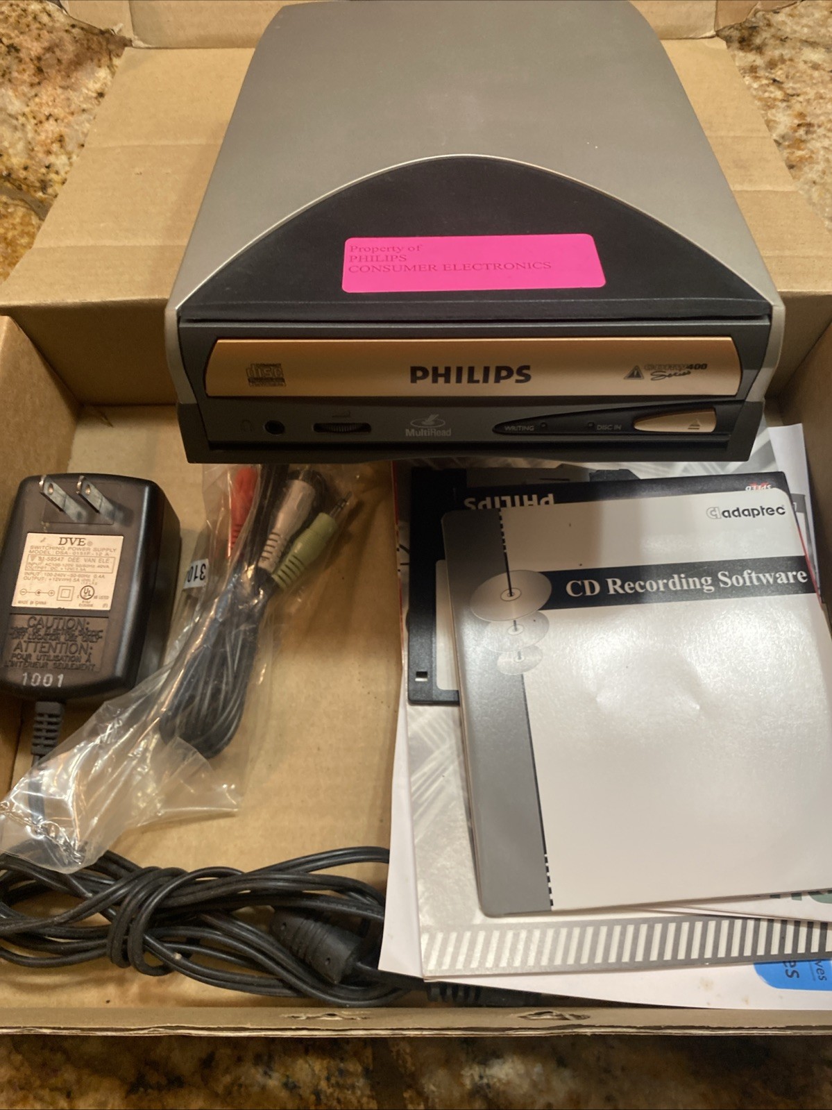 Vintage Philips CD-RW External Drive PCRW464k47 CDRW400 Series 4x4x6 USB 2.0