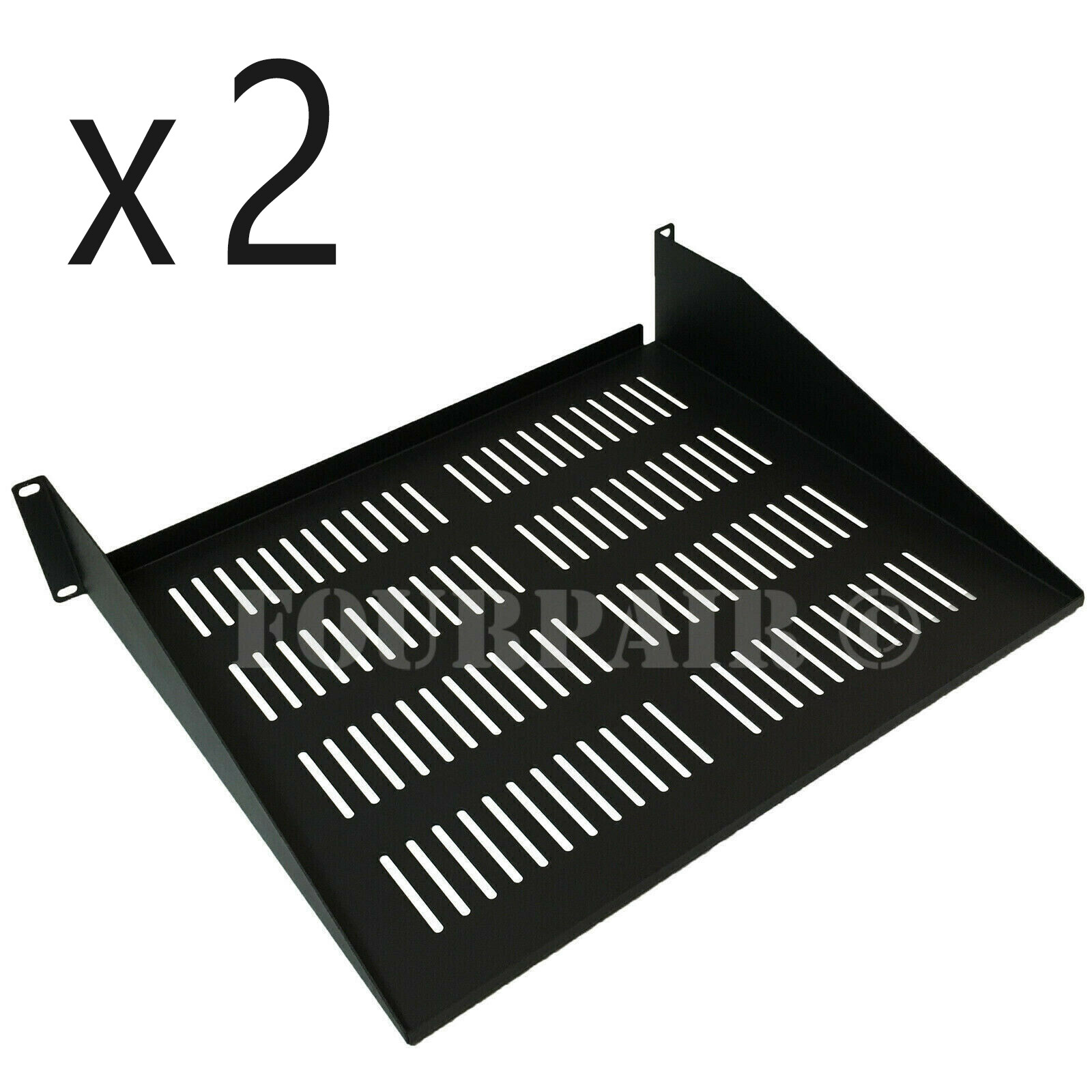 2 Pack - 2 Space Vented Cantilever Relay Rack Mount Server Shelf 19" 2U 15" Deep