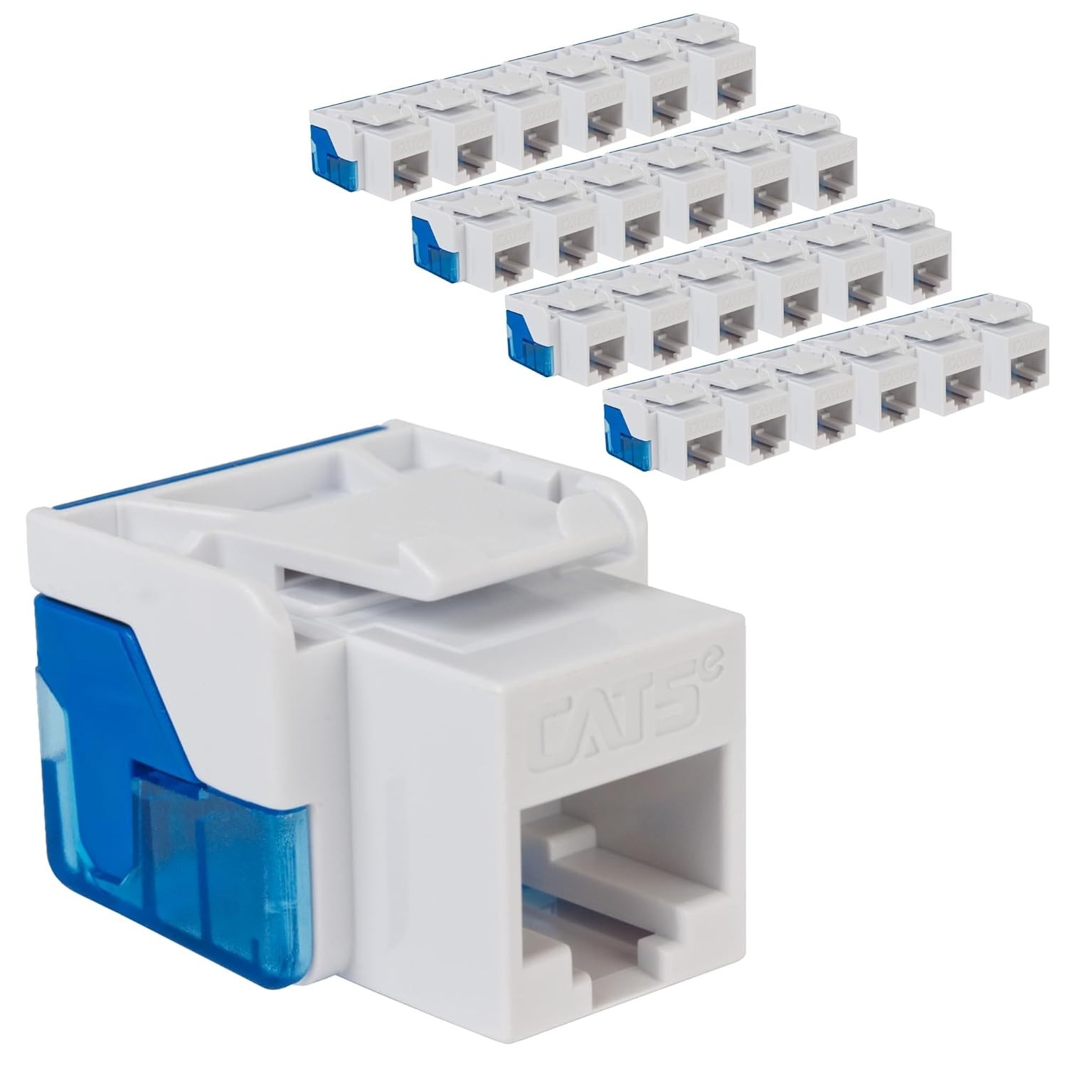 ICC CAT5e RJ45 Keystone Jack for EZ Style, White, 25-Pack
