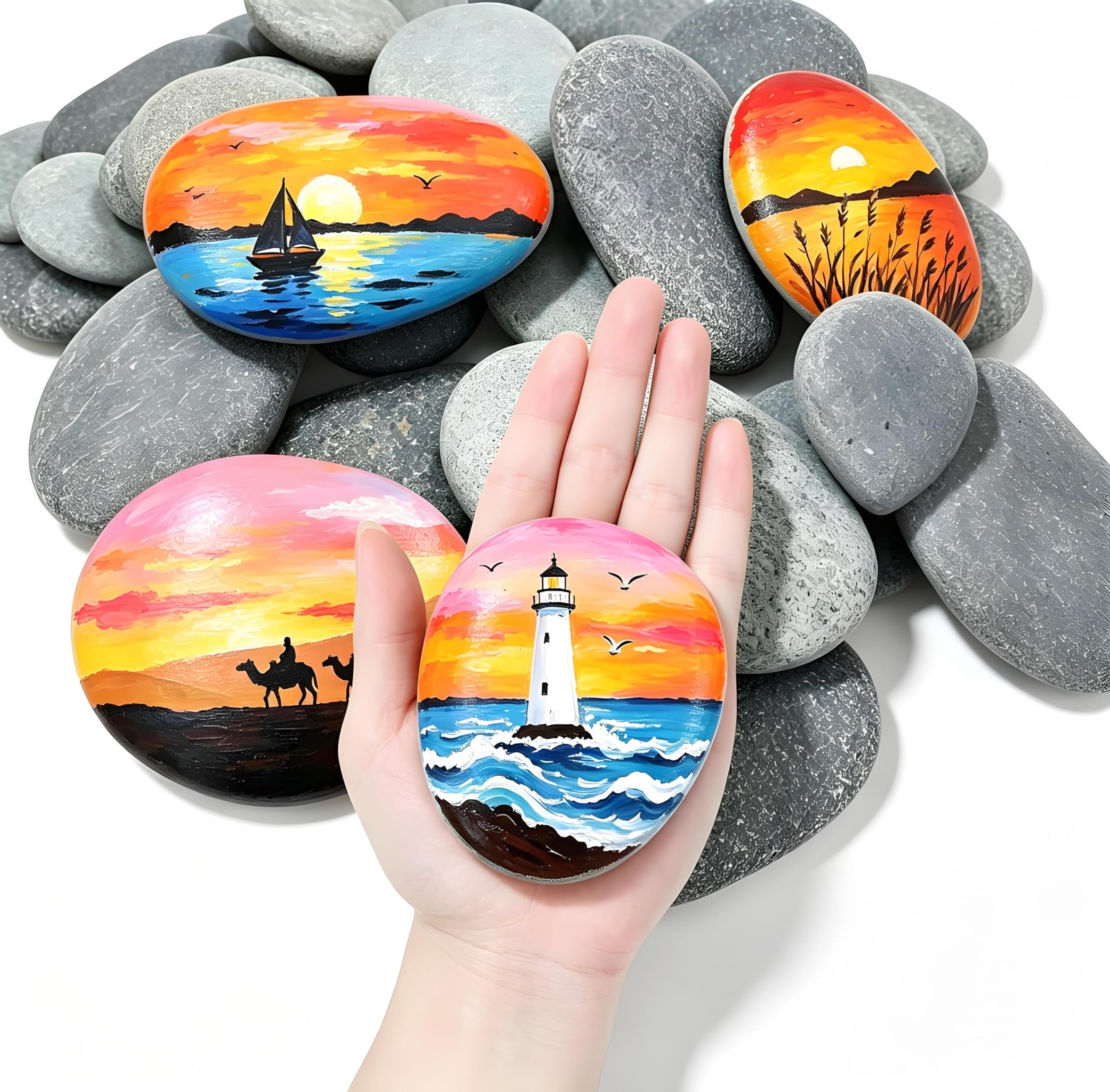20 PCS Large Painting Rocks 3.24.3 Inch Smooth Flat Natural Arts Crafting