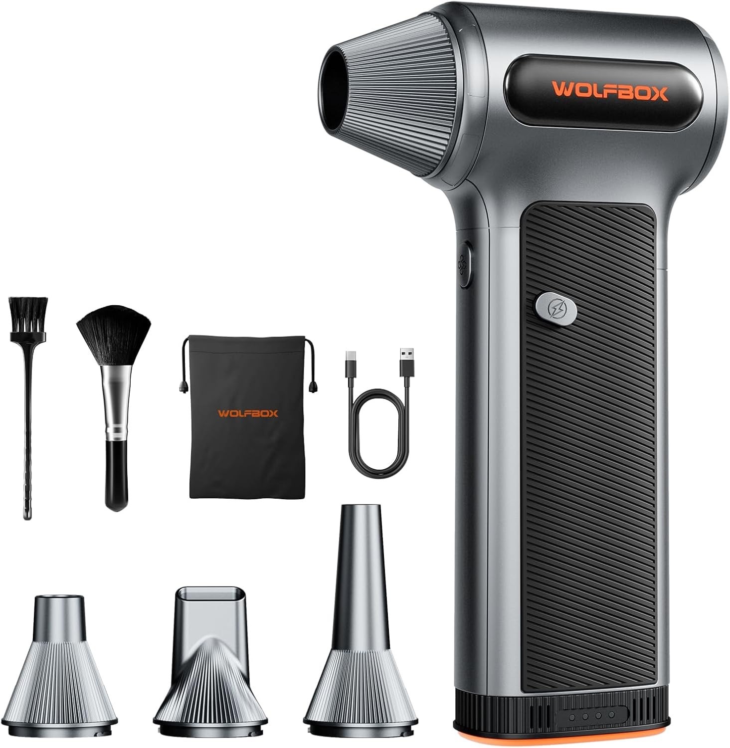 WOLFBOX MF200-2PK Compressed Air Duster, 2 Swappable Batteries & Case For Car