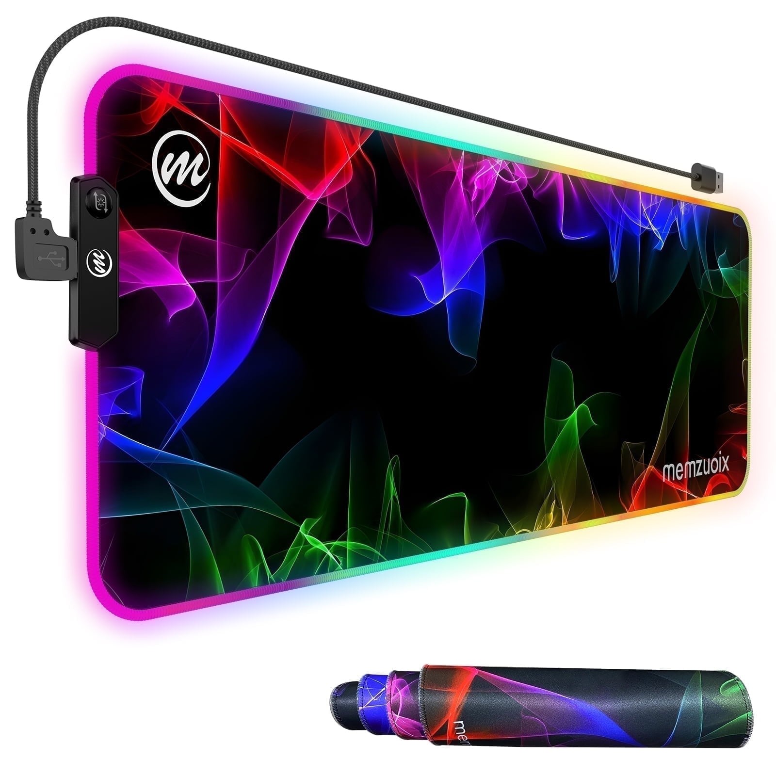 memzuoix LED Mouse pad 31.5×11.8 Inch, Large RGB Glow Gaming Mouse Pad for Compu