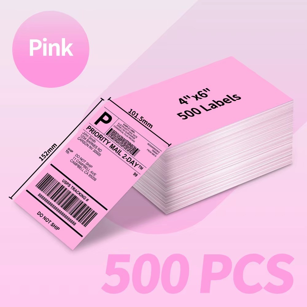 Phomemo 4x6 Thermal Shipping Labels Fanfold BPA Free, Multi-Color 100-4000PCS