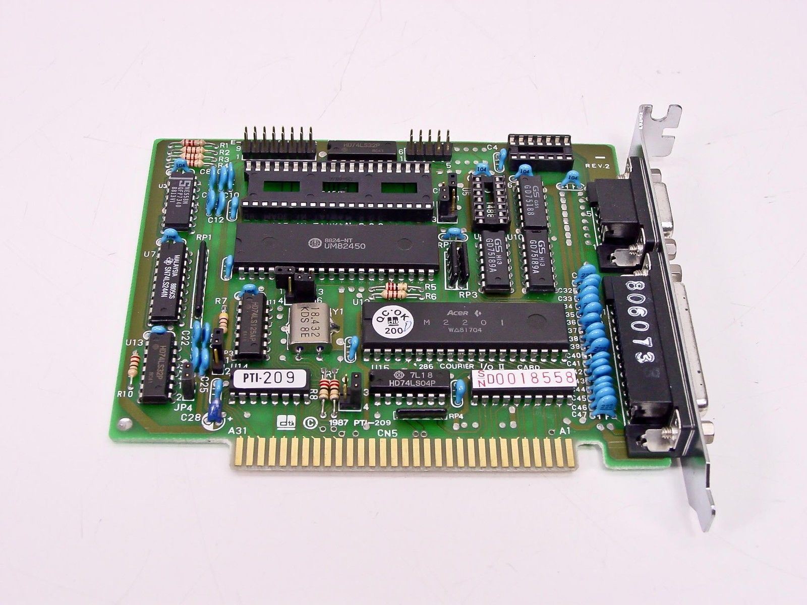 DTK PTI-209 Multi I/O Card ISA Serial Parallel DB25 DB9 RS-232 PC XT AT 1987