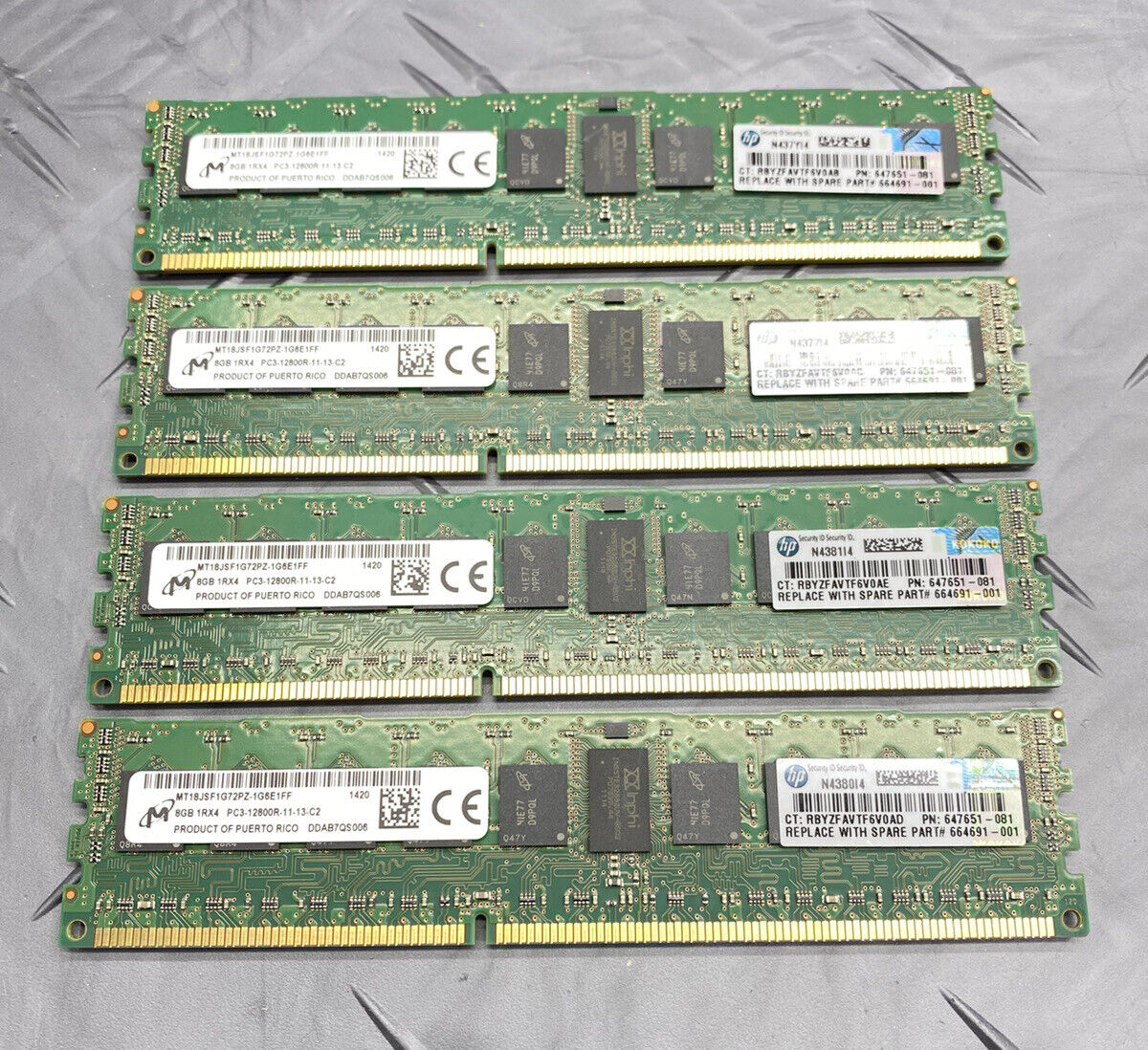 Micron 8GB RAM Memory 1Rx4 PC3-12800R-11-13-C2 32GB Total (Lot of 4)
