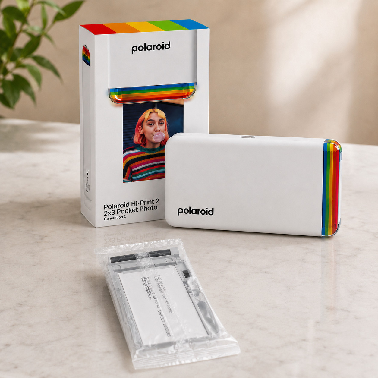 White Polaroid Hi-Print 2x3 Bluetooth Photo Printer 9046 Tested Box + 10 Prints