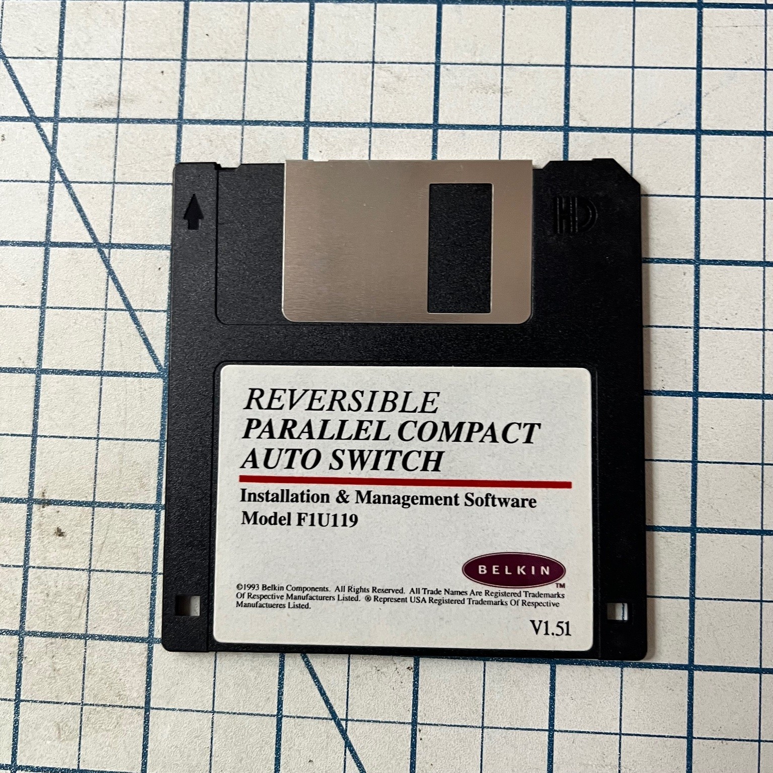 Belkin REVERSIBLE PARALLEL COMPACT AUTO SWITCH Software 3.5" Floppy 1993