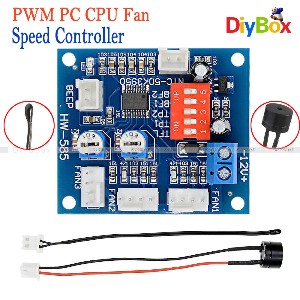 12V PWM PC CPU Fan Temperature Control Speed Controller Module High-Temp Alarm