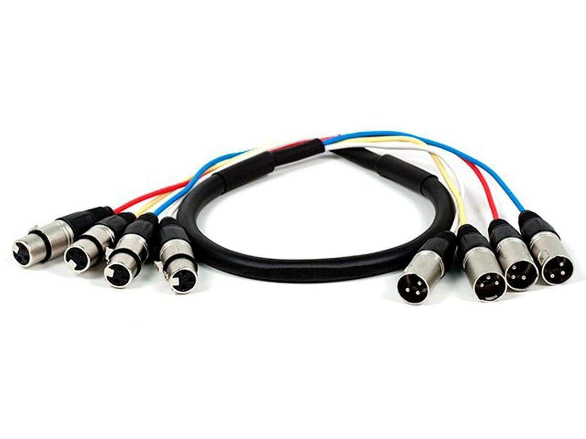 Monoprice 4-Channel XLR Male to Female Snake Cable Cord - 3 3 Feet, Black