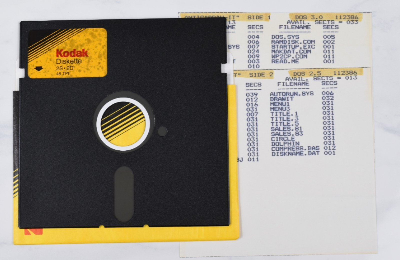 Vtg Kodak Computer Floppy Disk - (Atari, DOS 3.0, Antic Draw-It, 1980s)